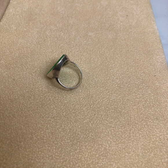 cutout design jade ring set in sterling 6.5 - Picture 5 of 6